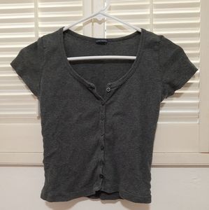 brandy Melville gray button up top
